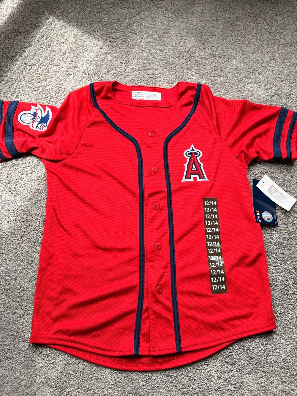 Kids Los Angeles Angels Red Baseball Jersey with Navy Trim